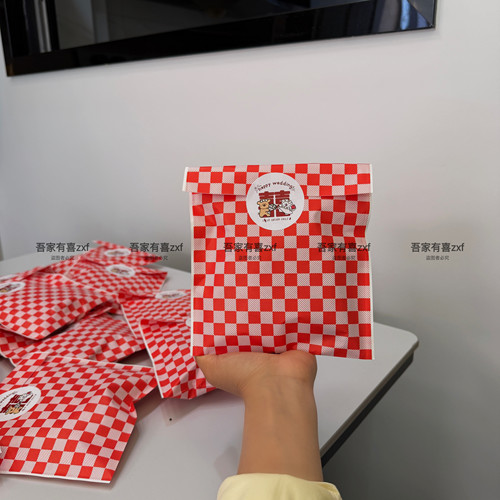 热销新品结婚订婚棋盘格喜糖袋红色格子包装礼品袋子结婚喜糖袋
