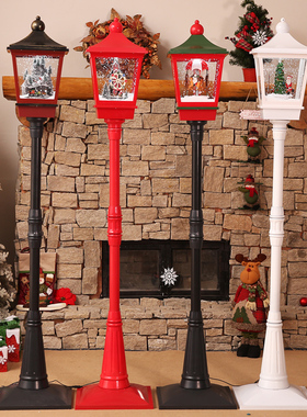 圣诞节装饰音乐飘雪路灯下雪漂雪灯商场橱窗家用客厅场景布置摆件