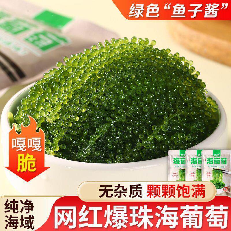 新鲜海葡萄即食长寿菜裙带菜海带即食海藻寿司绿色鱼子酱100g