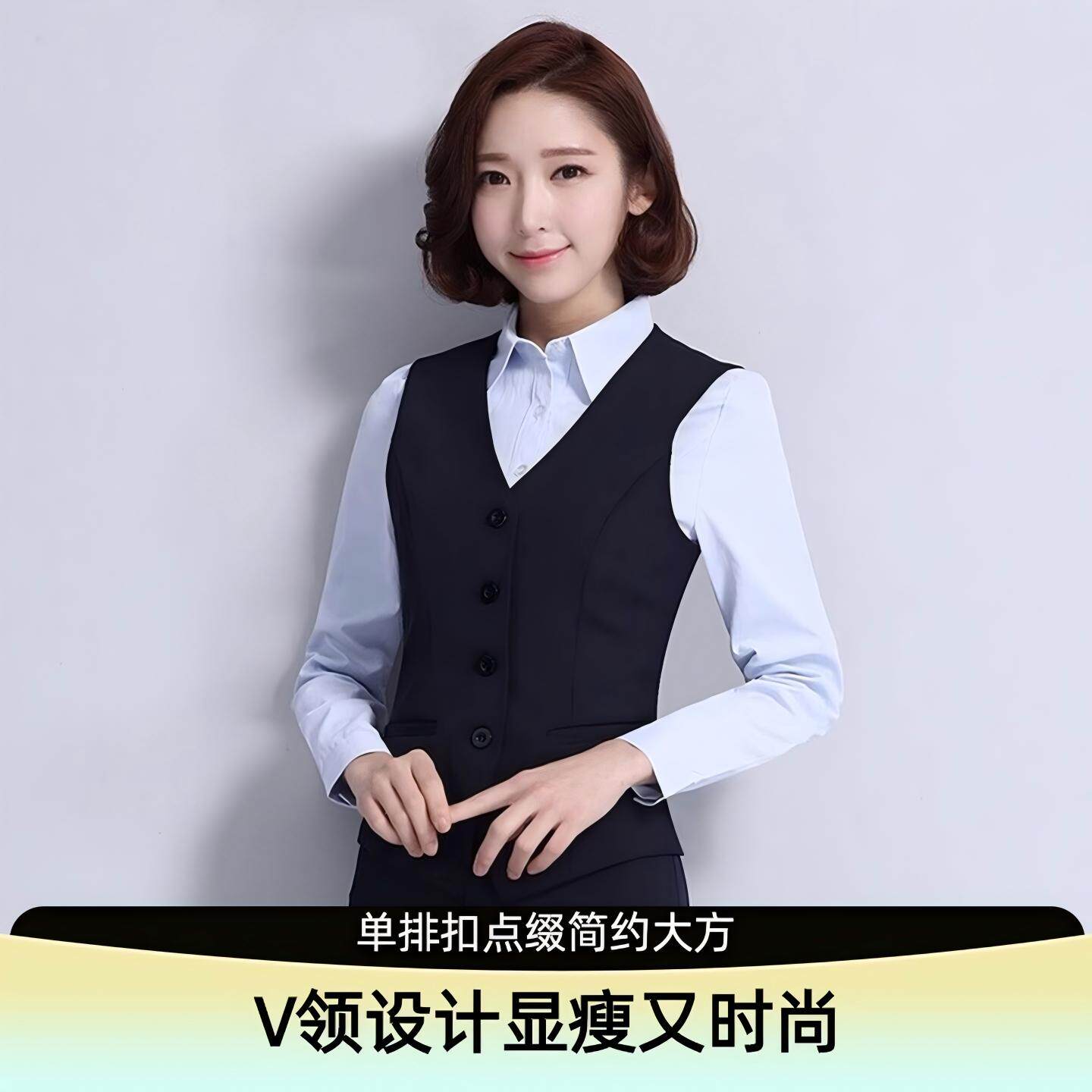 黑色西装马甲女2026新款职业装图片