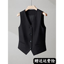 黑色西装 气质马夹收腰坎肩背心银行酒店职业工作服 马甲女2025新款