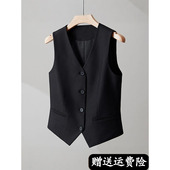 马夹坎肩背心银行酒店职业工作服 气质收腰正装 黑色西装 马甲女新款