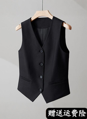 黑色西装马甲女新款气质收腰正装马夹坎肩背心银行酒店职业工作服