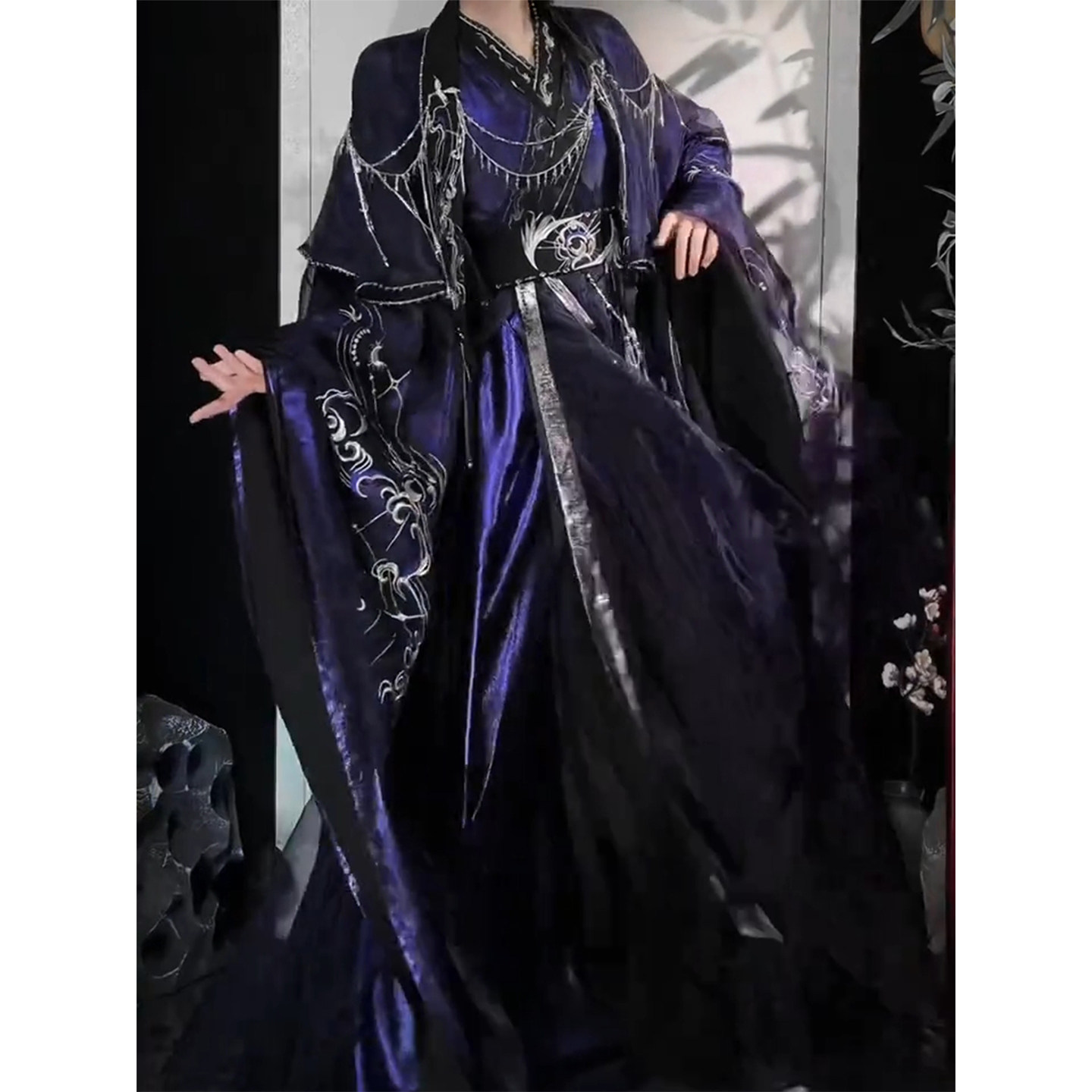 紫色汉服古风男女同款重工刺绣
