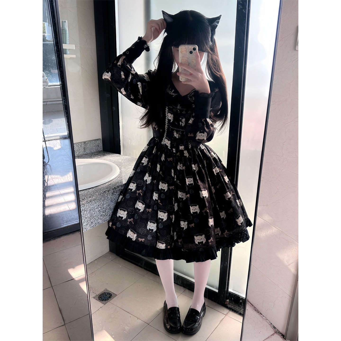 黑色长袖甜妹可爱Lolita裙OP