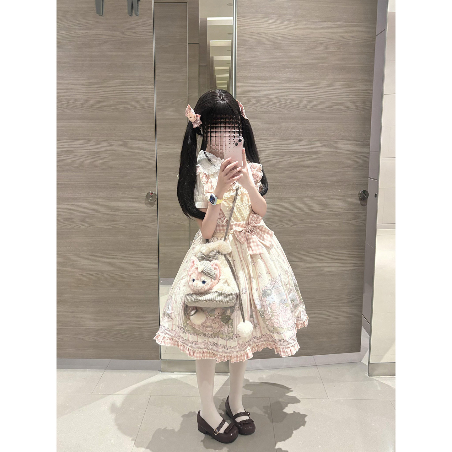 粉白lolita裙子日常轻lo可爱甜妹图片