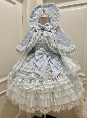 蓝色缘结lolita裙花嫁生日成人礼吊带JSK连衣裙公主裙洛丽塔恋曲