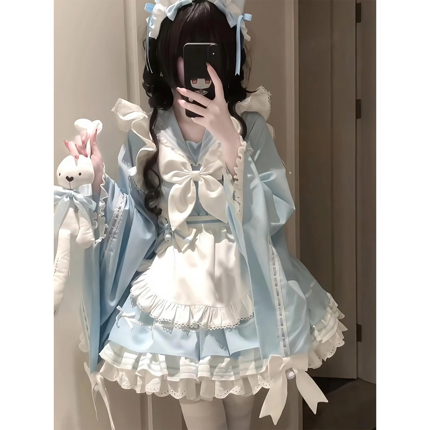 蓝色见习lolita洋装可爱甜美和风