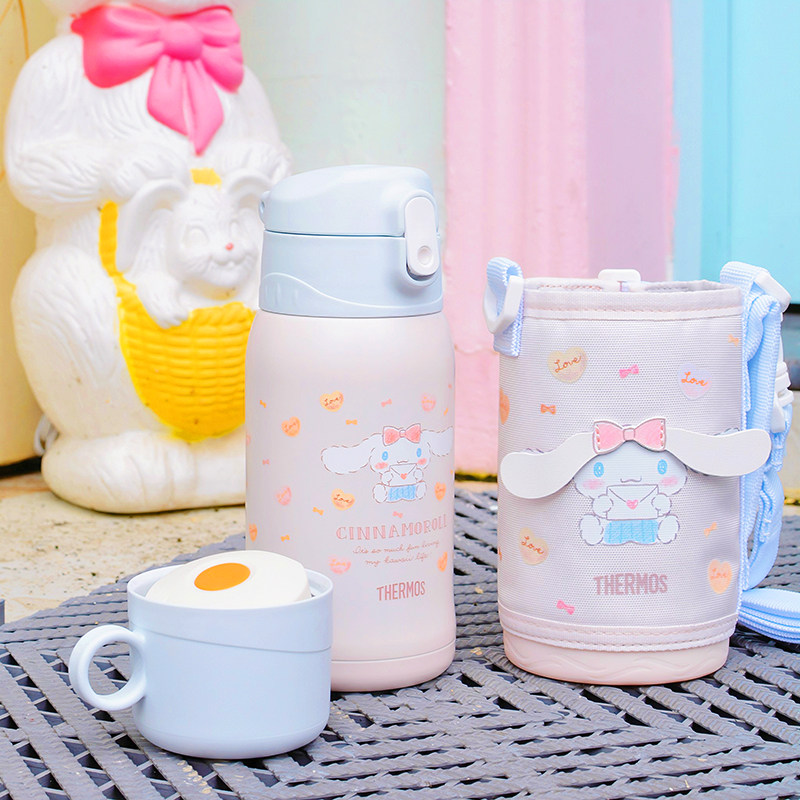 膳魔师儿童保温杯316L钢吸管直饮两用幼儿园宝宝大容量玉桂狗水壶