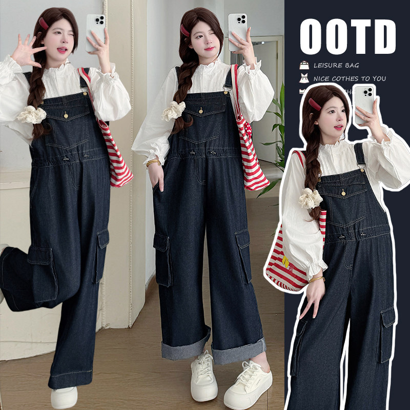 孕妇套装春秋2026新款宽松韩版牛仔工装背带裤花边衬衣套装休闲女,孕妇装/孕产妇用品/营养,连衣裙,淘宝优惠券,粉丝福利购,淘宝优惠卷