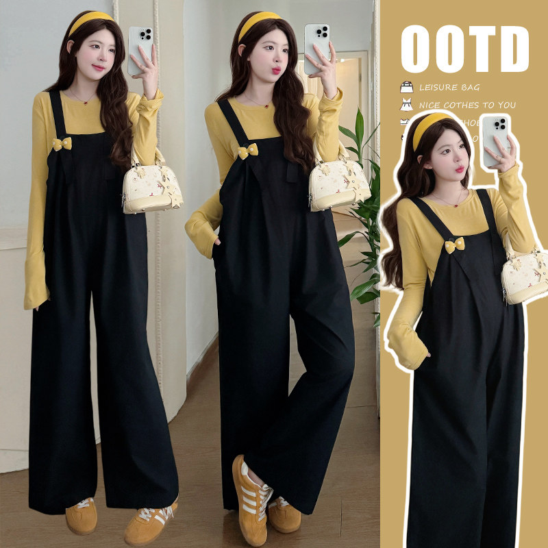 孕妇套装春秋2026新款韩版休闲简约慵懒风麻棉背带裤针织衫百搭女,孕妇装/孕产妇用品/营养,连衣裙,淘宝优惠券,粉丝福利购,淘宝优惠卷