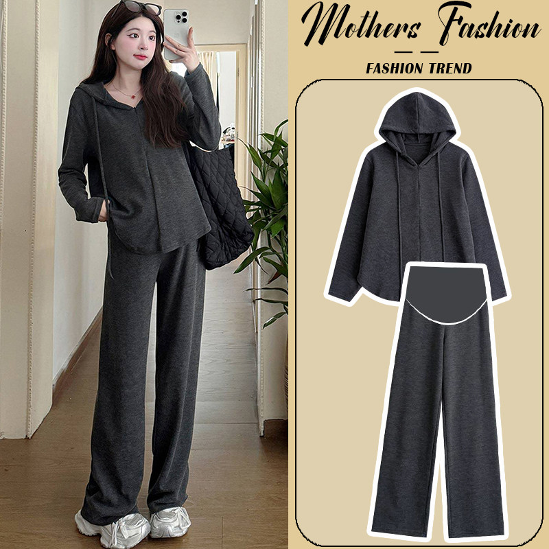 孕妇灰色套装春秋2025新款时尚洋气孕期穿搭连帽上衣阔腿裤两件套,孕妇装/孕产妇用品/营养,连衣裙,淘宝优惠券,粉丝福利购,淘宝优惠卷