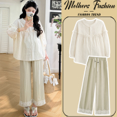 宽松杏色减龄不显怀洋气上衣裤 时尚 子两件套 春夏2026新款 孕妇套装