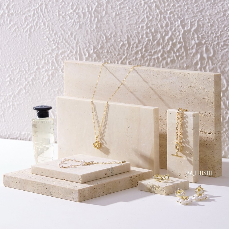 中古侘寂风天然洞石拍摄摆件首饰收纳盘大理石高级感桌面装饰道具,餐饮具,盘,淘宝优惠券,粉丝福利购,淘宝优惠卷