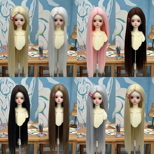 雾岛 BJD/MDD/SD娃娃3分小3分4分6分柔软丝中分直发可手改假发套