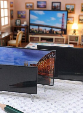 雾岛12分娃娃屋微缩电视机BJD娃用迷你电视机带支架底座袖珍模型