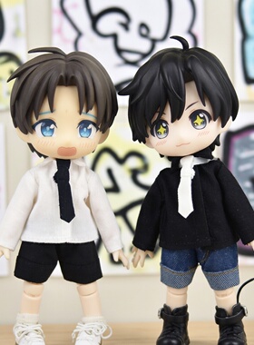 ob11娃娃衣衬衣12分修身款白色黑色衣服BJD素体GSC P9P10修身内搭