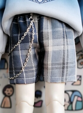 bjd6分娃衣格子短裤4分娃裤子3分30厘米45厘米60厘米娃娃衣服裤子