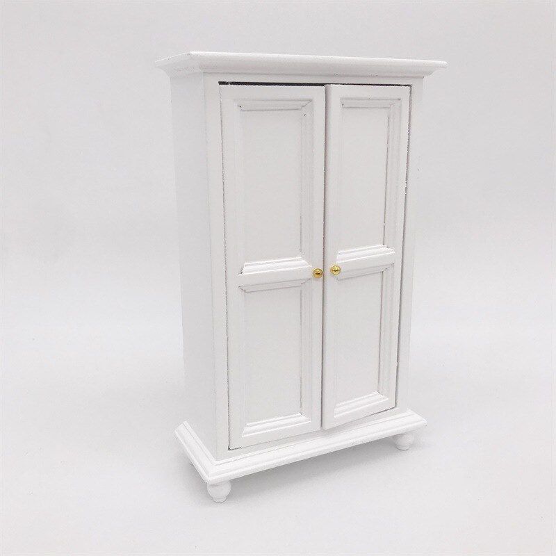 1:12分迷你娃娃屋dollhouse袖珍家具双门橱柜ob11卧室衣柜bjd模型