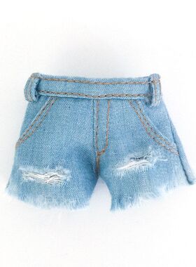 8分bjd娃衣 ob24 可儿牛仔短裤 azone 小布娃娃衣服 破洞牛仔裤