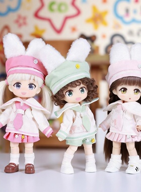 ob11娃衣兔子水手服海军套装公仔玩偶衣服兔熊12分bjd娃衣套装gsc