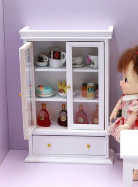 1:12迷你娃娃屋摆件dollhouse家具微缩模型柜子橱柜OB11用书柜BJD