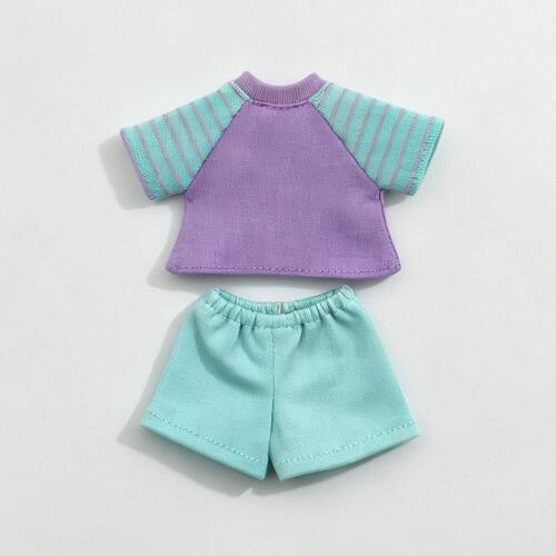 雾岛1/8分bjd娃娃衣服短袖T恤短裤玩偶素体人偶上衣工装裤子套装