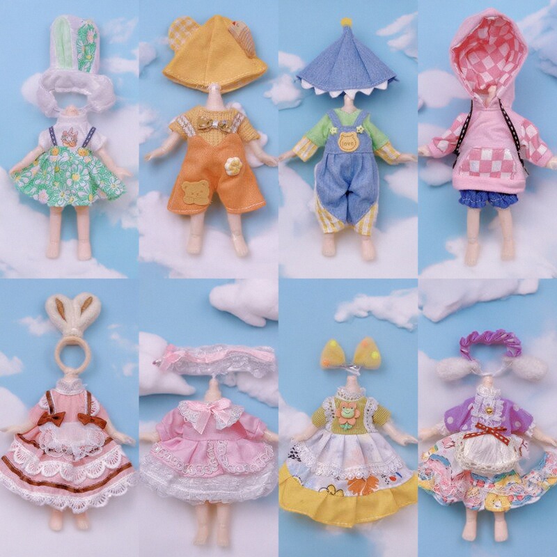 16-17厘米洋娃娃衣服8分12分bjd换装裙子ob11可爱JK休闲连体套装