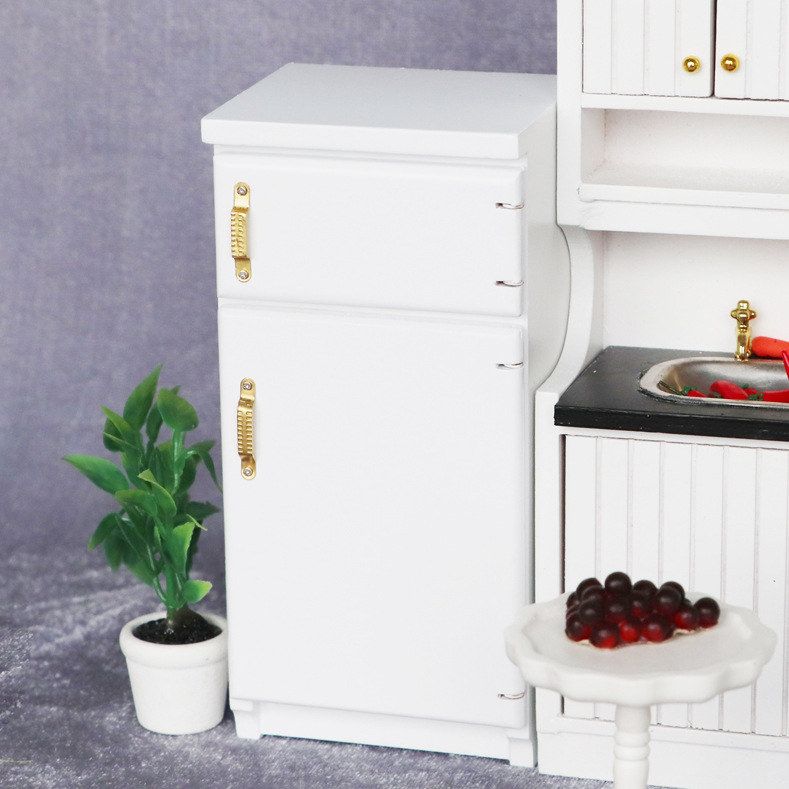bjd微缩家具场景迷你家具白色冰箱1:12娃娃屋dollhouse迷你小家居