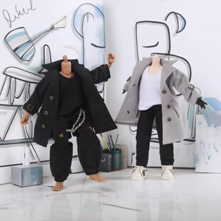 雾岛工坊 大12分bjd娃衣 阿巳3.0 6寸兵人风衣外套 长款帅气大衣