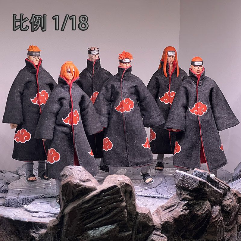 1/18火影忍者3.75寸鹰袍可动BFS兵人素体佩恩布衣男女晓袍衣服