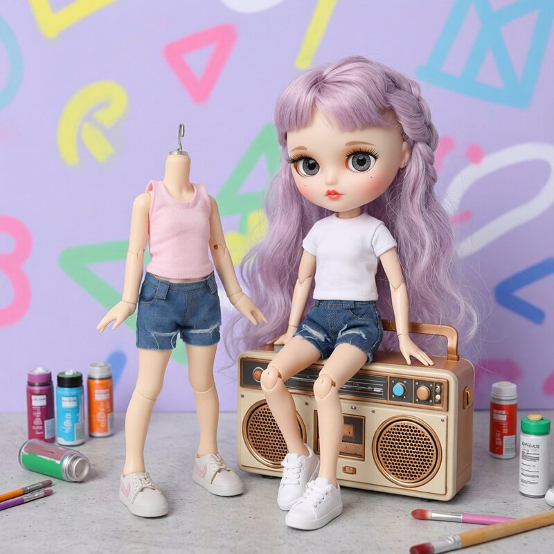 雾岛工坊 blythe小布娃娃牛仔潮流破洞超短裤6分bjd OB24OB22娃衣