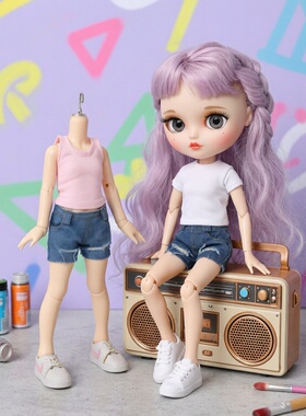 雾岛工坊 blythe小布娃娃牛仔潮流破洞超短裤6分bjd OB24OB22娃衣