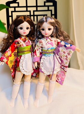 30cm和风娃娃和服娃衣换装服装6分bjd巫女服日式女仆装生日礼物