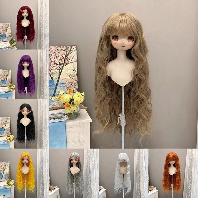 气质少女发1/3 1/4 齐刘海银灰色自然手工卷bjd娃用假发假毛假髪