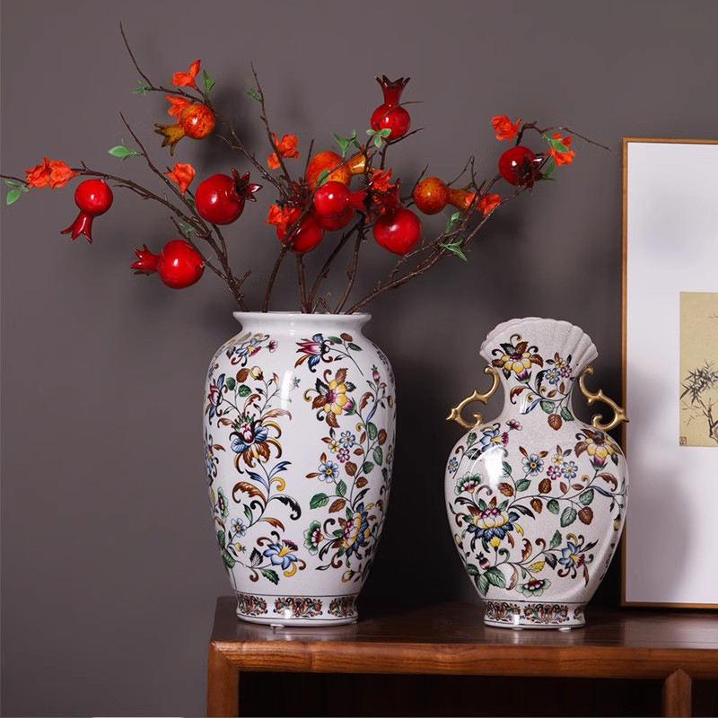 欧式花瓶复古陶瓷花瓶摆件家居装饰品客厅电视柜花瓶花器储物罐