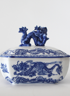 景德镇手绘陶瓷摆件储物罐带