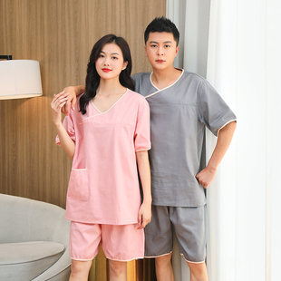 桑拿温泉美容浴服 新款 汗蒸服男女情侣款 100%纯棉套装 情侣全棉大码
