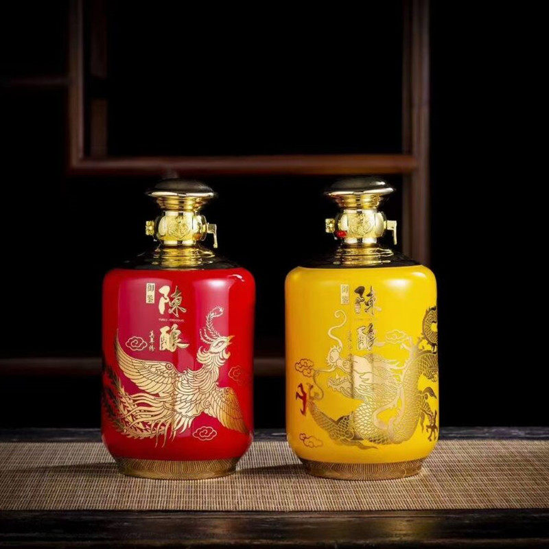 景德镇2斤陶瓷龙凤陈酿创意家用装饰密封白酒罐坛子