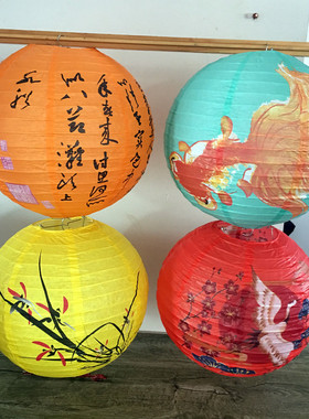 围炉煮茶灯笼幼儿园装饰古风汉服花草纸宫灯春节手提花灯国潮装饰