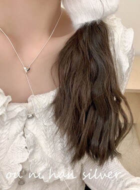 爱心项链纯银毛衣链女