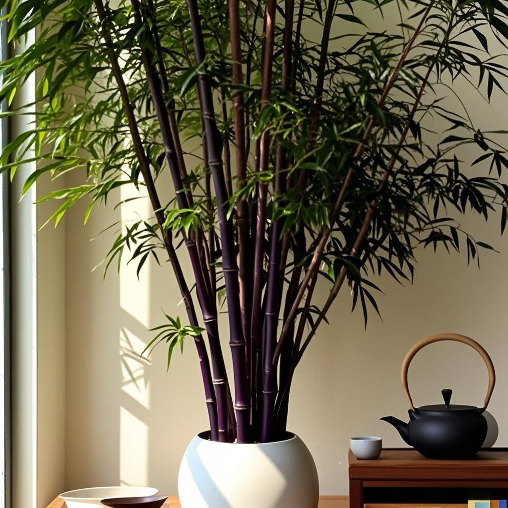 紫竹黑竹子苗墨竹乌竹盆栽高级感现代简约风沙发旁边的绿植轻奢风