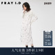 FRAY I.D秋冬缎面圆领后开叉直筒印花连衣裙FWFO235026