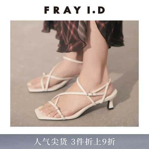 FRAYI.D平头搭扣系带高跟凉鞋