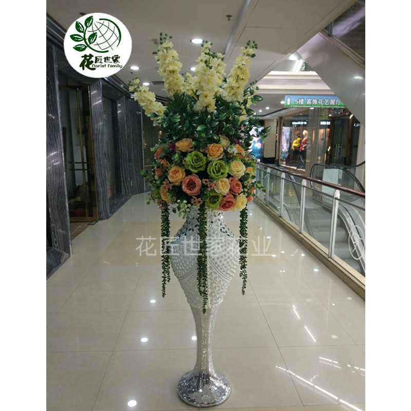 简欧娟干假落地大花瓶套装花艺酒店大堂售楼部门口样品房装饰摆放