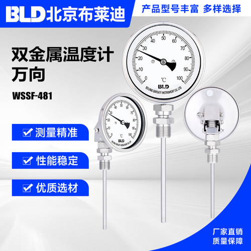 BLD北京布莱迪WSSF-481万向型双金属温度计 万向不锈钢防腐温度计