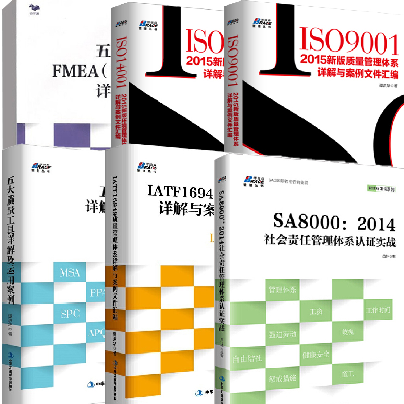 【全6册】五大质量工具之FMEA2019第五版详解及运用落地ISO90012015新版质量管理体系详解与案例文件汇编IATF16949质量管理体系书