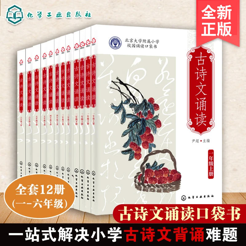 全12册现货北大附小校园读本古诗文诵读尹超主编北京大学附属小学校园读本古诗文诵读一二三四五六年级上下册化学工业出版社