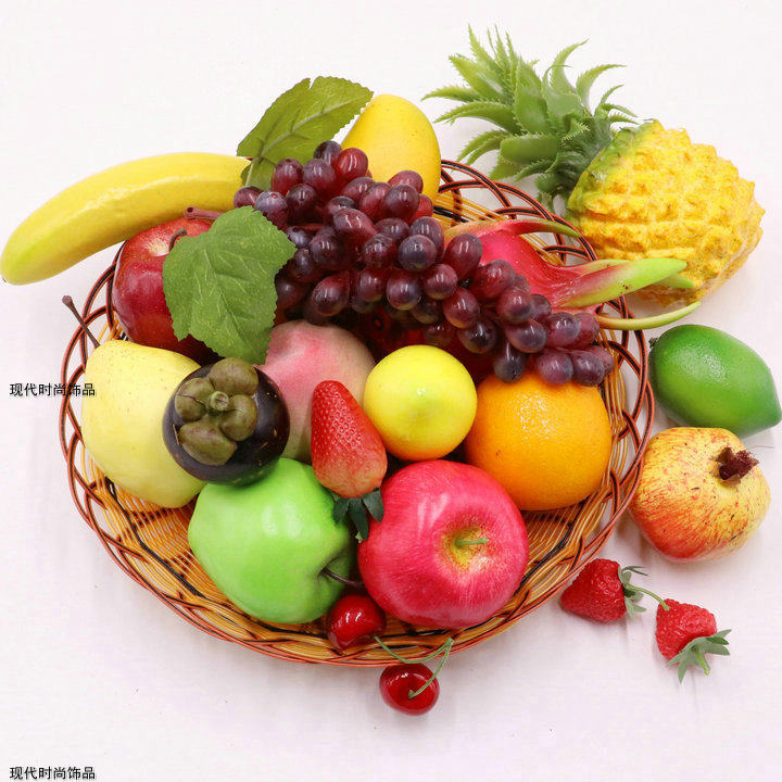 仿真水果摆件苹果菠萝假水果塑料模型蔬菜柠檬摆设装火龙果橙包邮