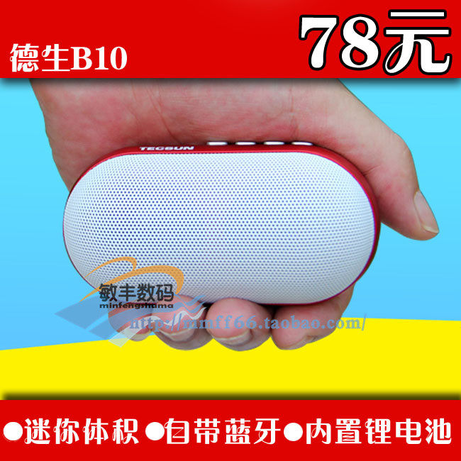 Tecsun/德生 B10蓝牙音箱无线迷你音响可充电插卡重低音炮户外